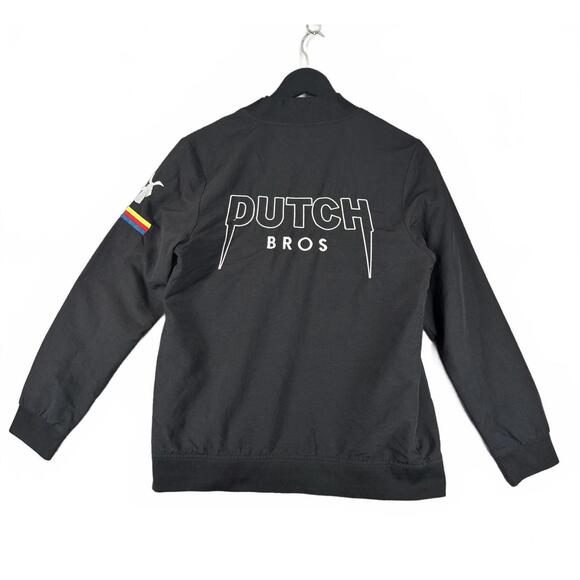 DUTCH BROS Coffee Metal Embroidered Logo Black Bomber Jacket Size Small - Picture 8 of 9